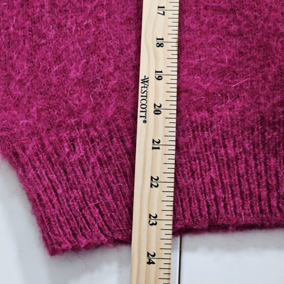 Unbranded Handknit Sweater Women M/L Fucsia LS Mock Neck Embellished Boho Preppy - Picture 7 of 11